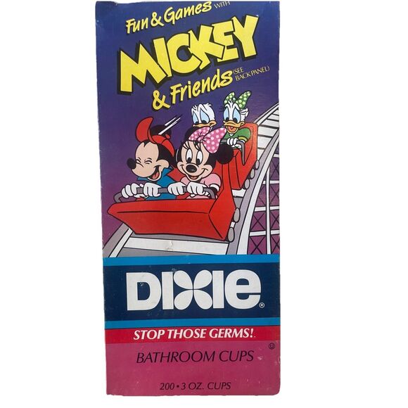 Vintage 1991 Disney Mickey Mouse Dixie Cups 3oz Bathroom Dispenser Size 183 Cups - Picture 1 of 11